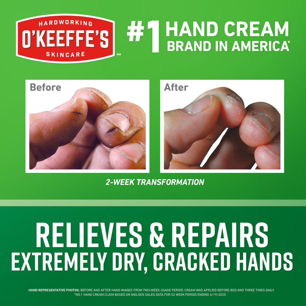 Crème mains sans parfum d'O'Keeffe's, application quotidienne facile.
