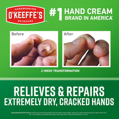 Crème mains sans parfum d'O'Keeffe's, application quotidienne facile.