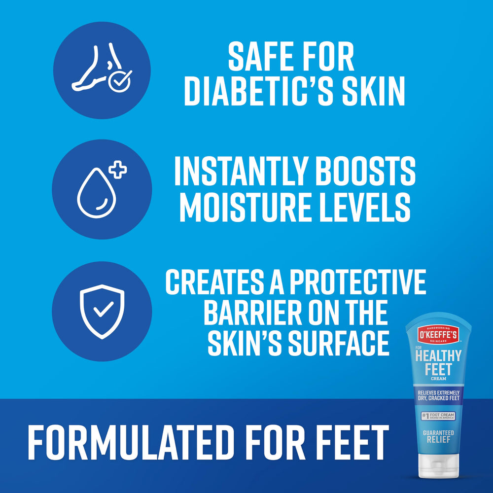 O'Keeffe's Pieds Hydratation Intense – crème-pieds pénètre rapidement et assouplit la peau.