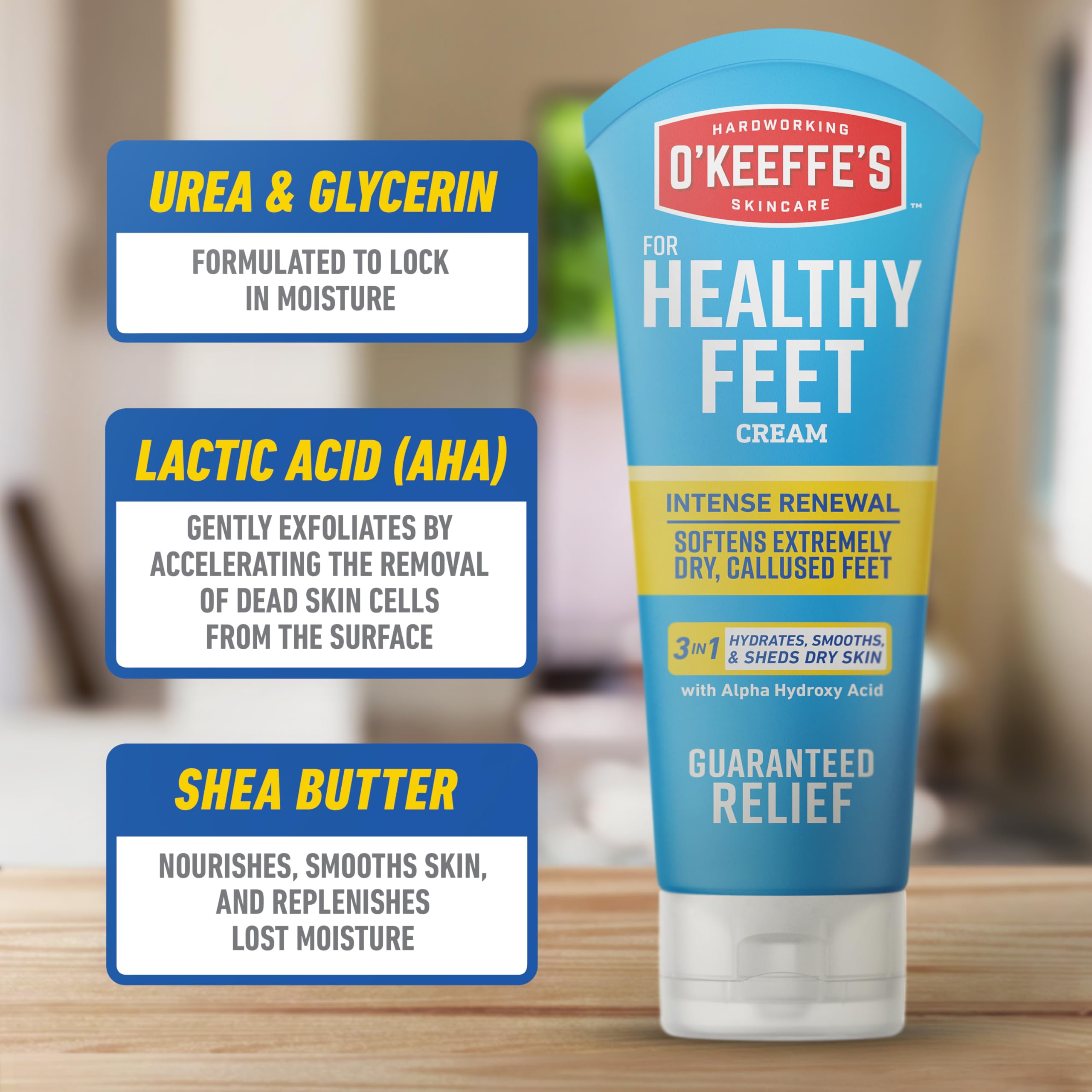 O'Keeffe's Pour Pieds Sains – texture crémeuse et barrière hydratante après chaque utilisation.