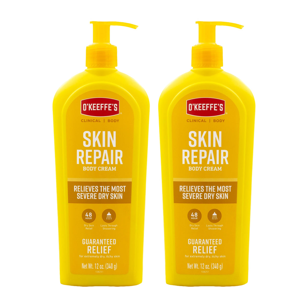 O'Keeffe's Skin Repair Lotion: bouteille blanche et hydratation durable pour peaux très sèches.