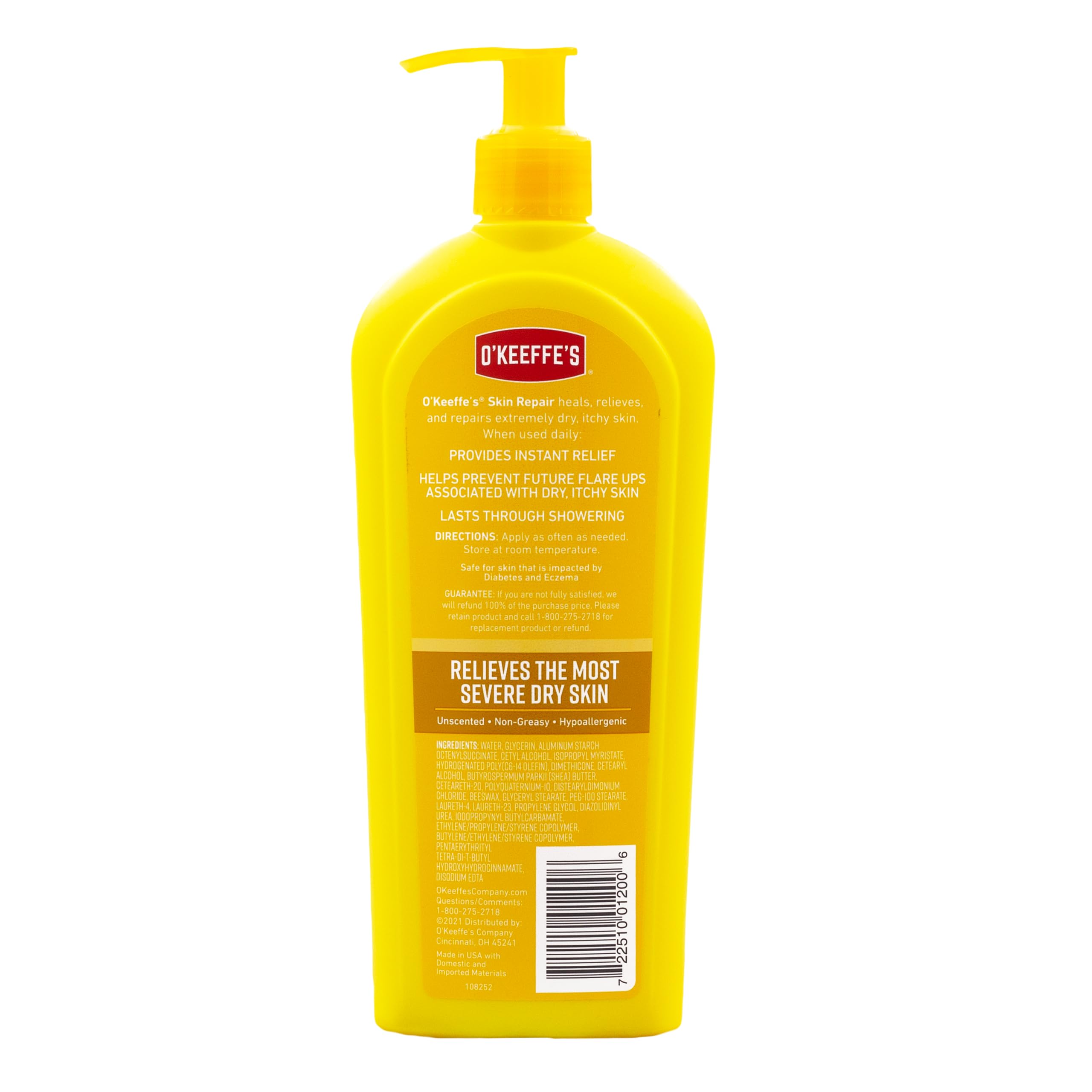 O'Keeffe's Skin Repair: massage quotidien, peau plus douce et protégée.