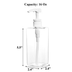 Okllen bouteille pompe 473 ml rectangulaire claire, visibilité du contenu et remplissage rapide.