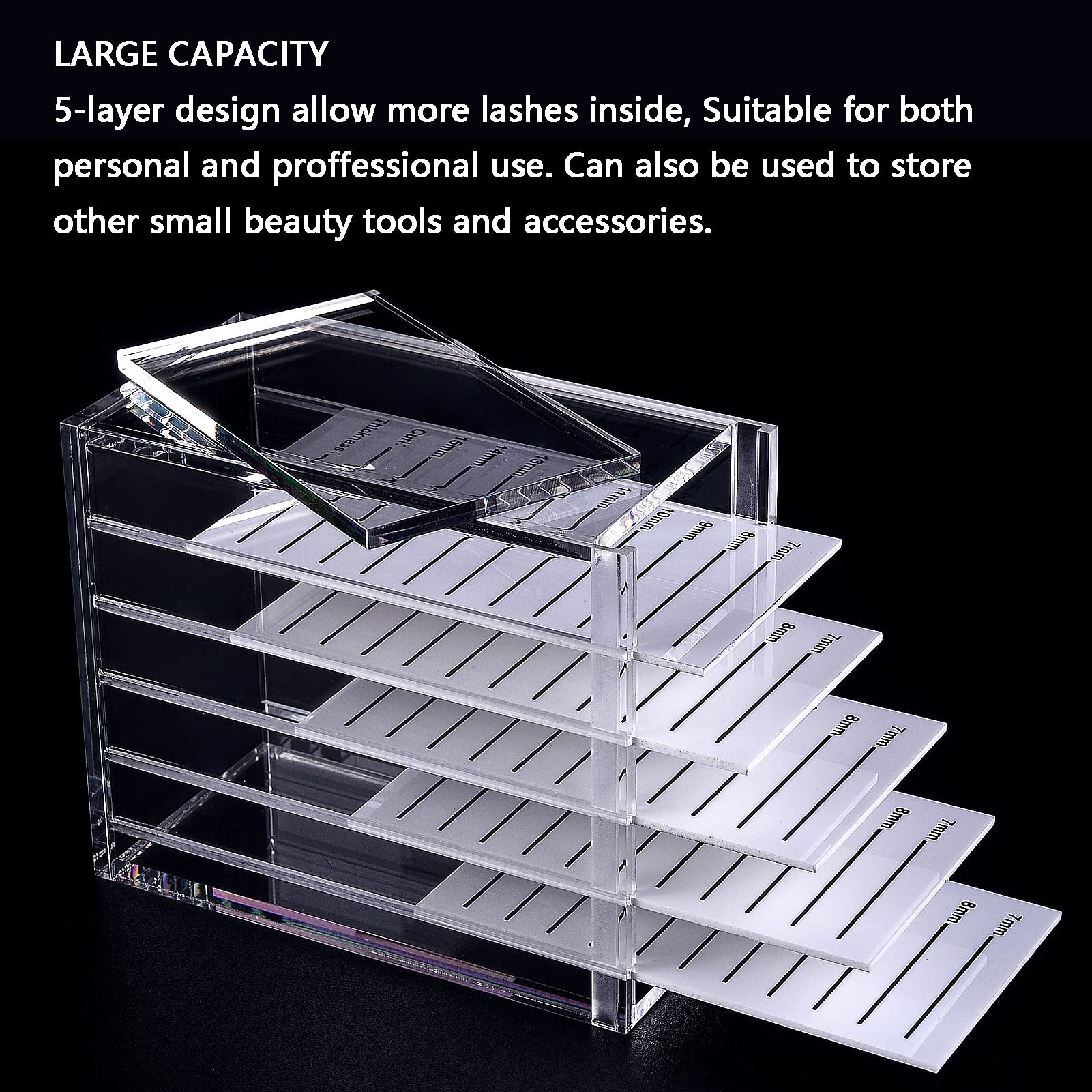 OLACHIKKO etageres lash 5 niveaux en acrylique, protection des extensions.