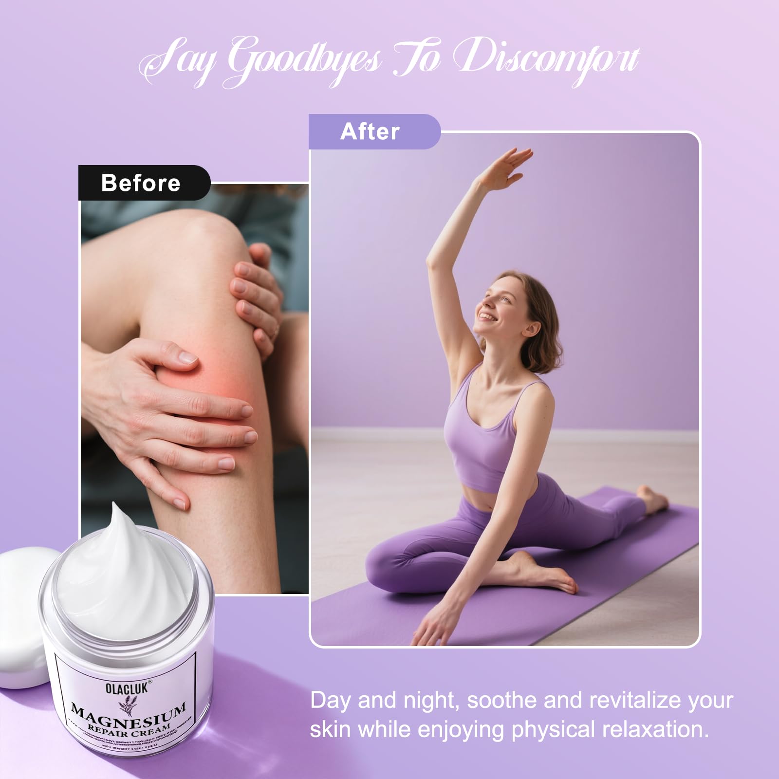 Massaging OLACLUK magnesium cream into hands after a long day.