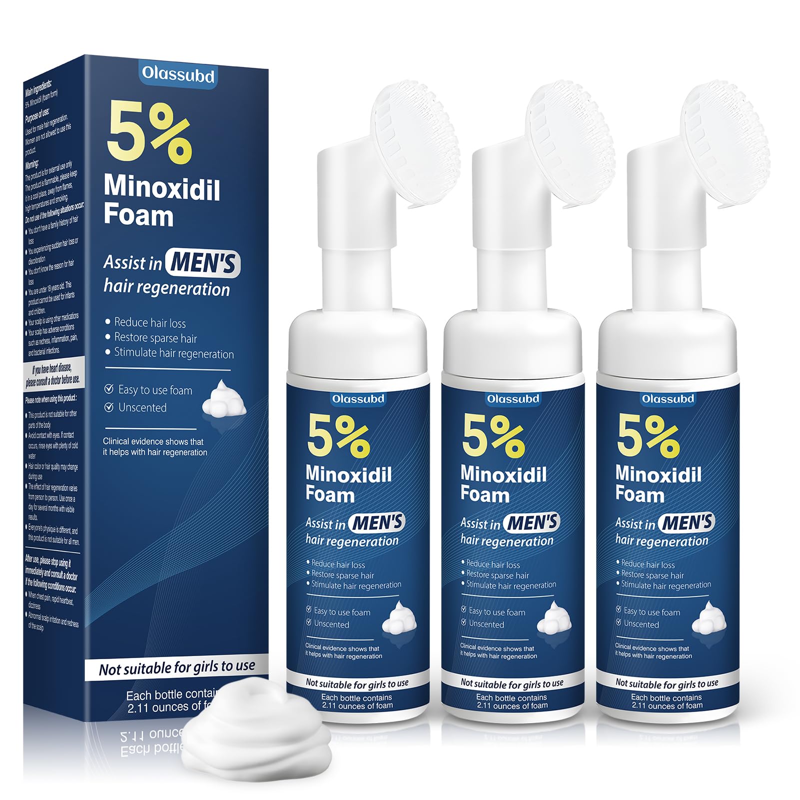 Olassubd Minoxidil Mousse – emballage pratique pour dosage précis et usage facile