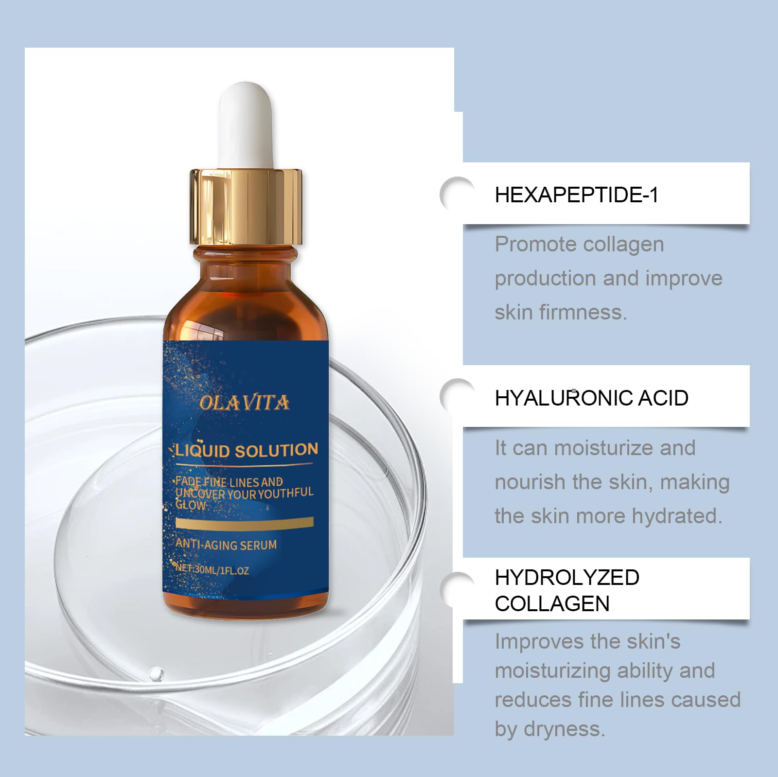 OLAVITA serum dropper dispensing lightweight hydration for application