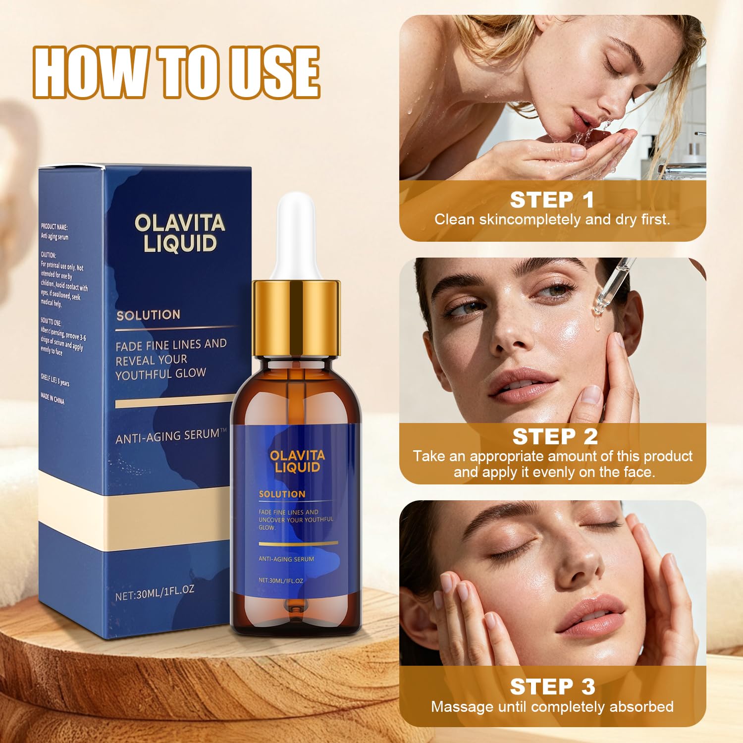 Olavita Liquid glow on skin depicting refreshed, youthful-looking complexion