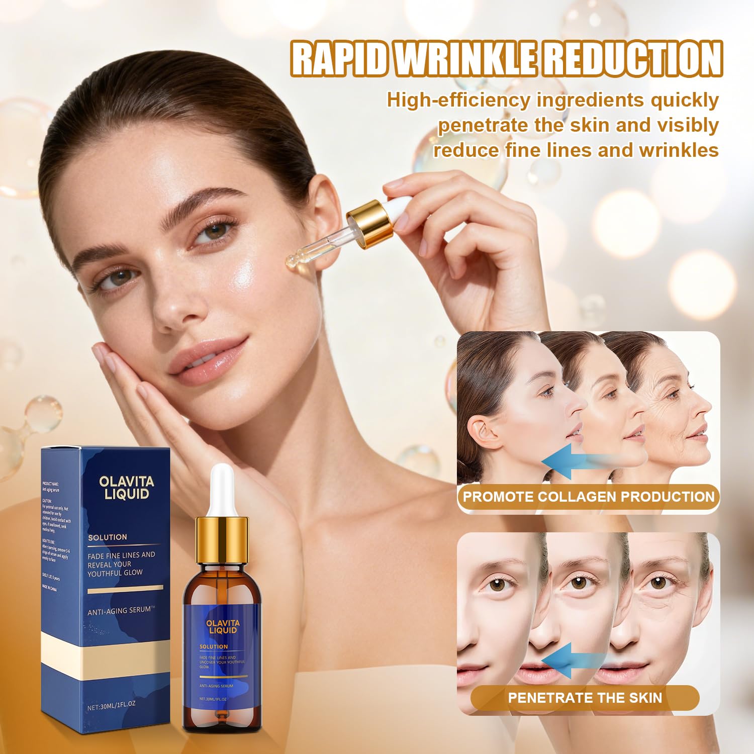Olavita Liquid vitamin C and E ingredients highlighting nourishing antioxidants