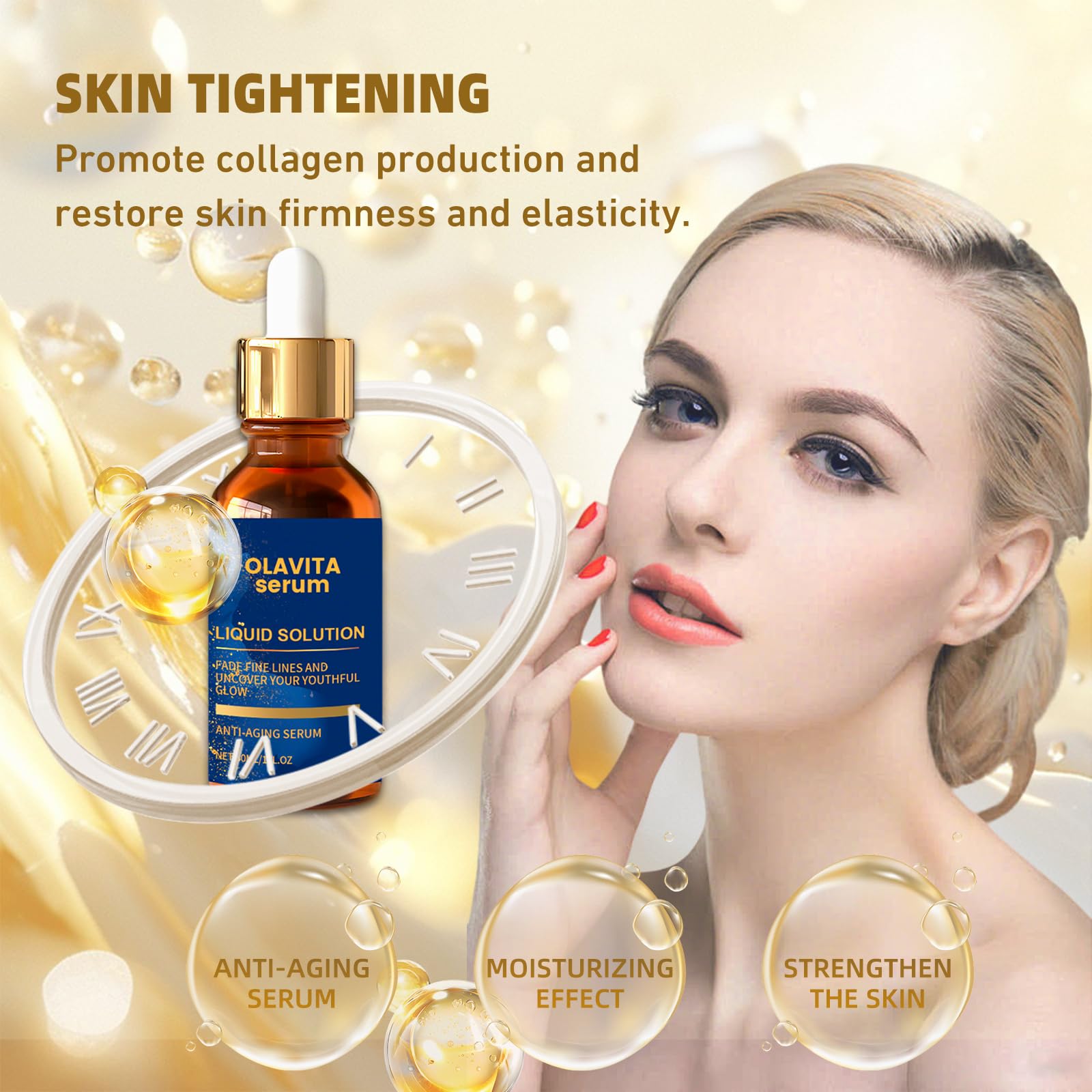 Olavita Serum swatch demonstrates hydration and a soft sheen.