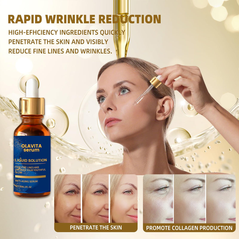 Olavita Serum natural extracts highlight vitamin C and E benefits.