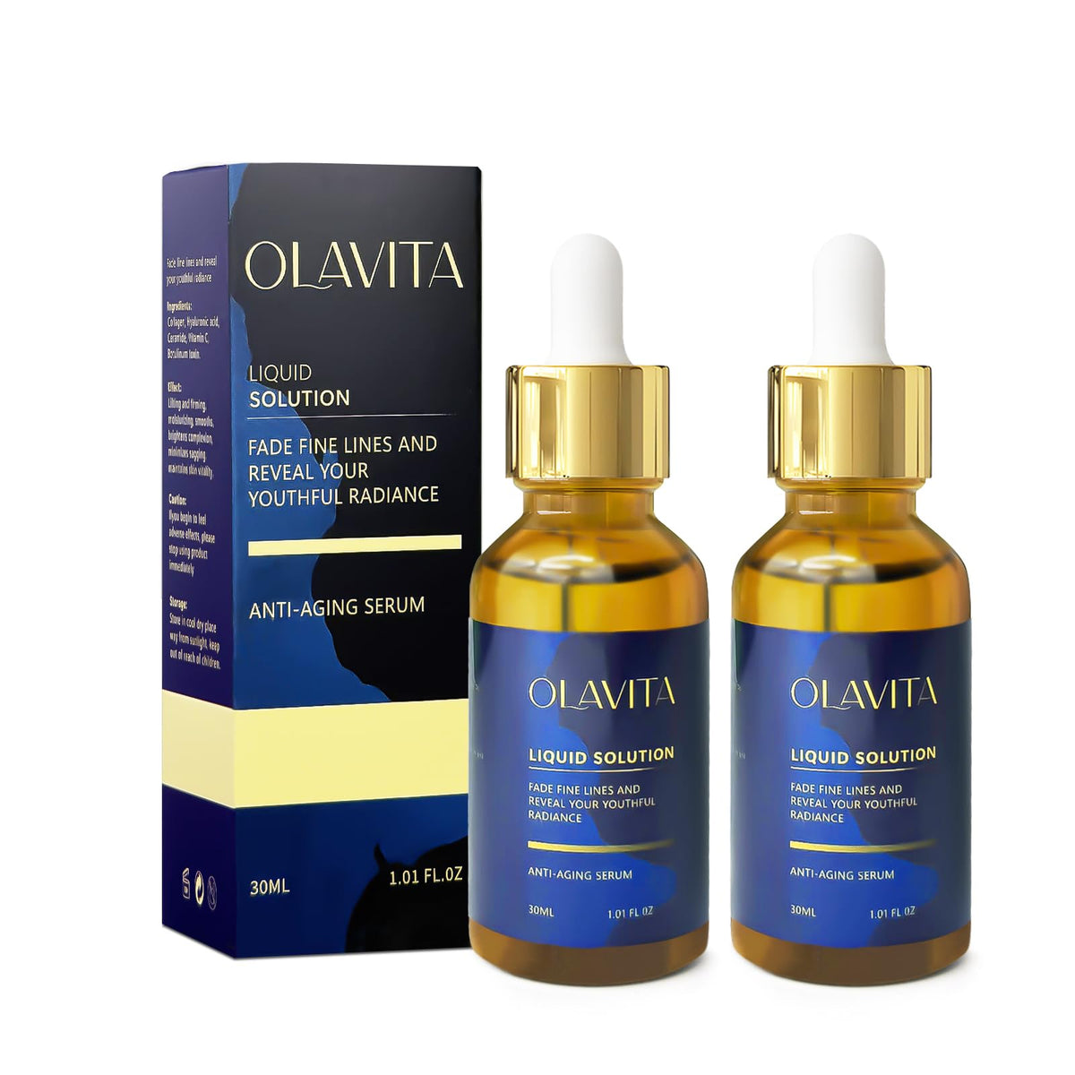 OLAVITA Sérum Visage vitamine C et E, bouteille élégante pour peau éclatante.