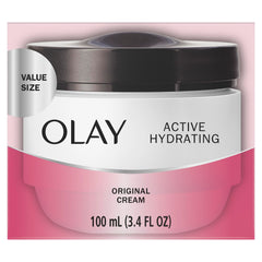 Olay Active Hydrating Cream jar-front packaging shown for long-lasting moisture