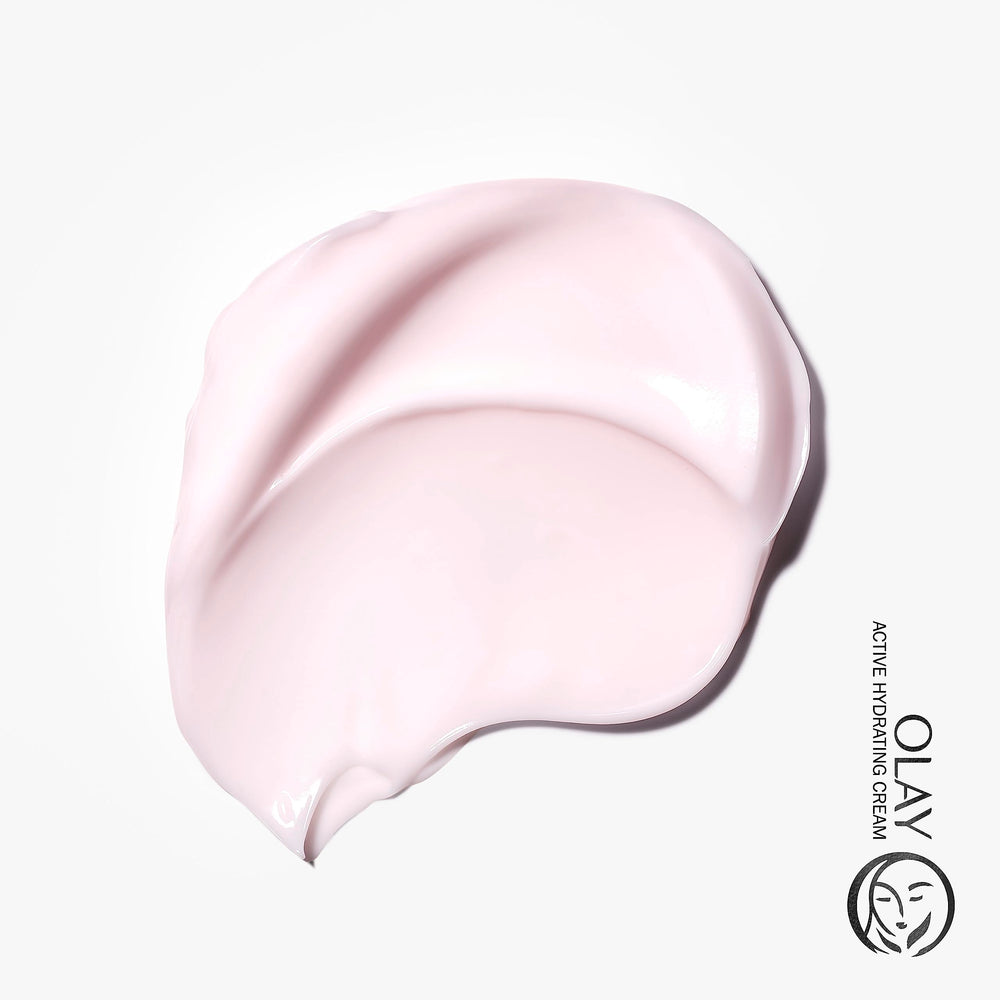 Olay Active Hydrating Cream on moisturized skin suggesting 48-hour hydration