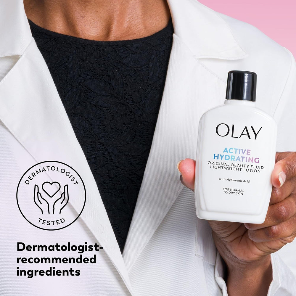 OLAY Active Hydrating Fluid Lotion Original – application facile sur le visage.