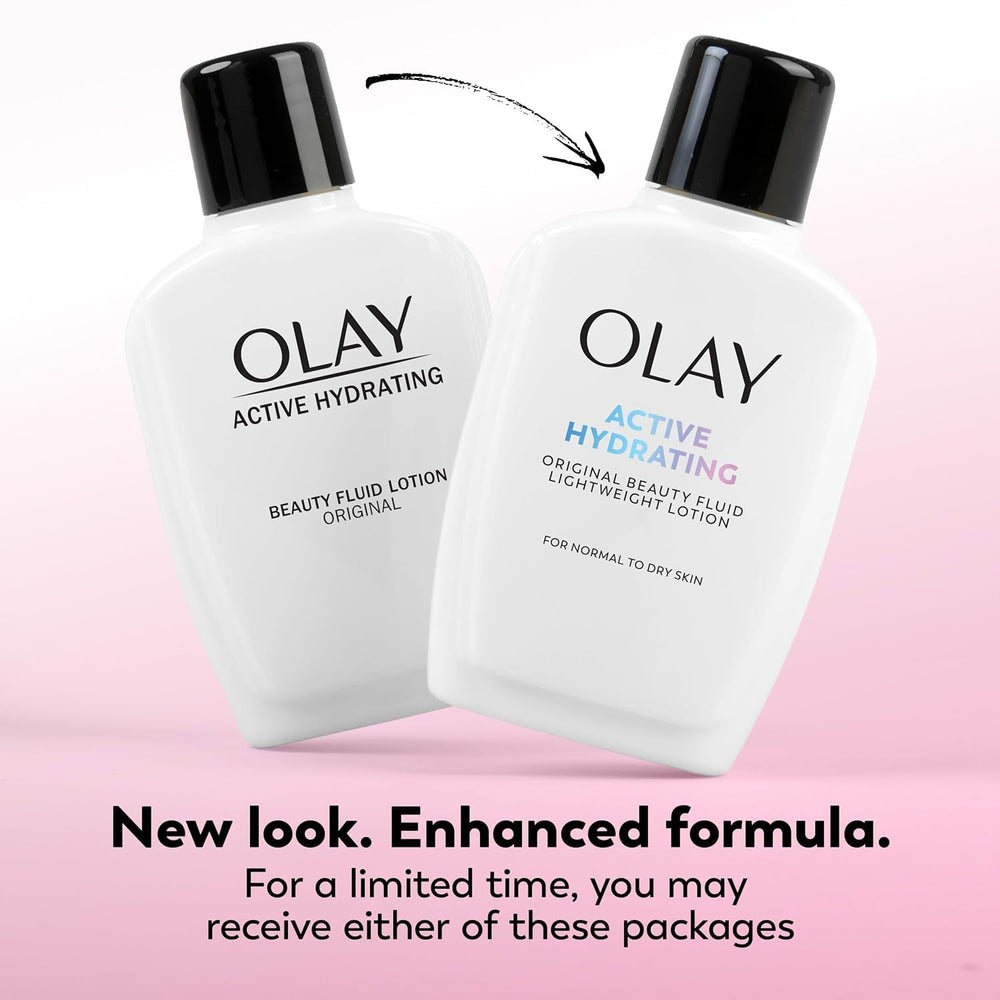 OLAY Active Hydrating Fluid Lotion Original – texture fluide qui pénètre rapidement.