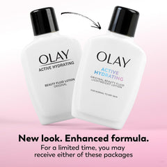 OLAY Active Hydrating Fluid Lotion Original – texture fluide qui pénètre rapidement.