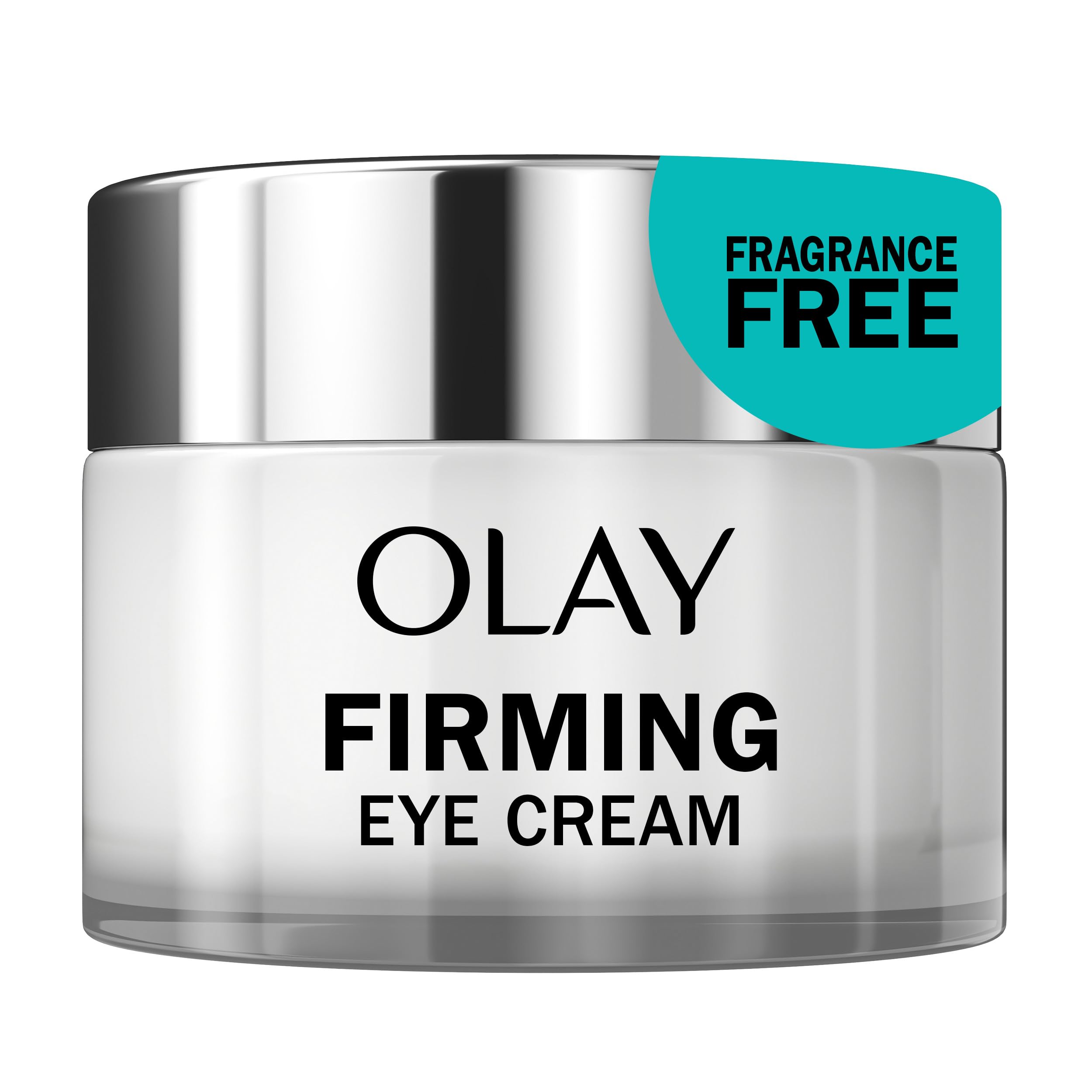 Crème contour des yeux Olay sur flacon, hydratation 24 heures sans gras.