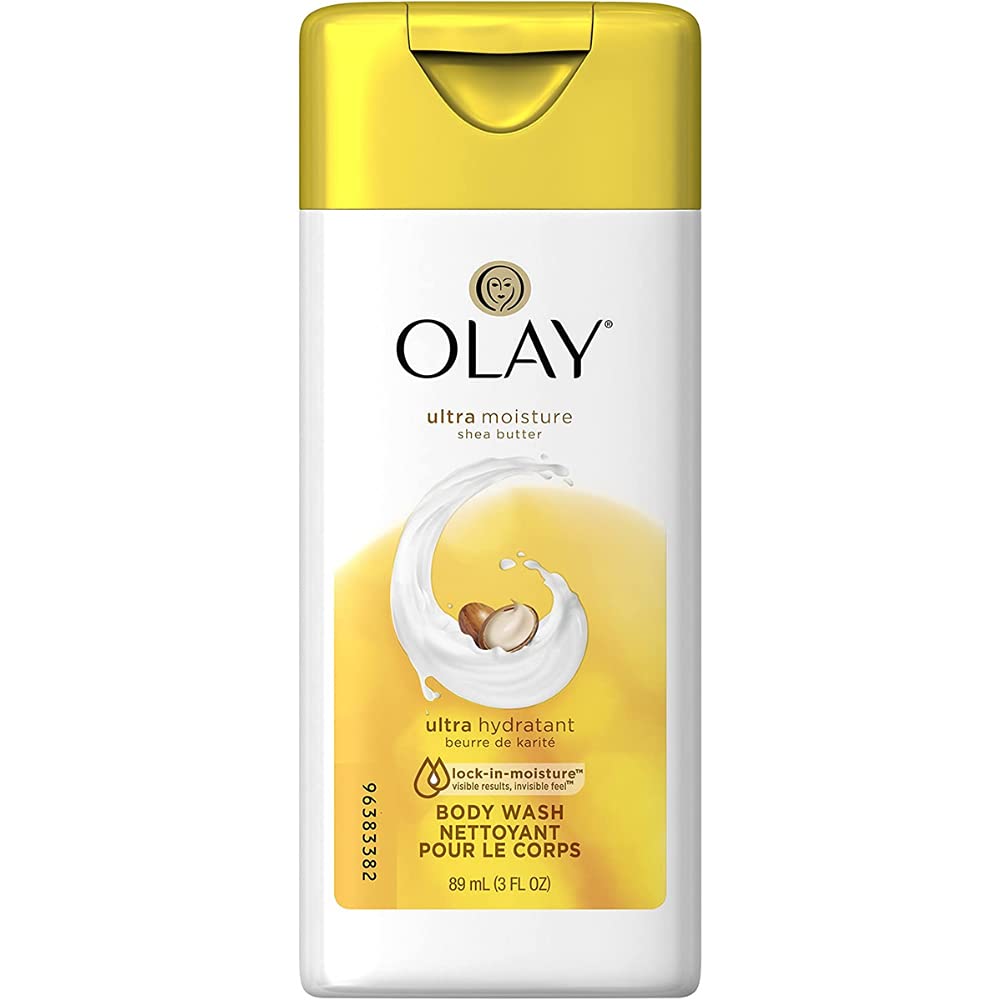 Olay Douche Corps format voyage, bouteille compacte hydratante au karité.