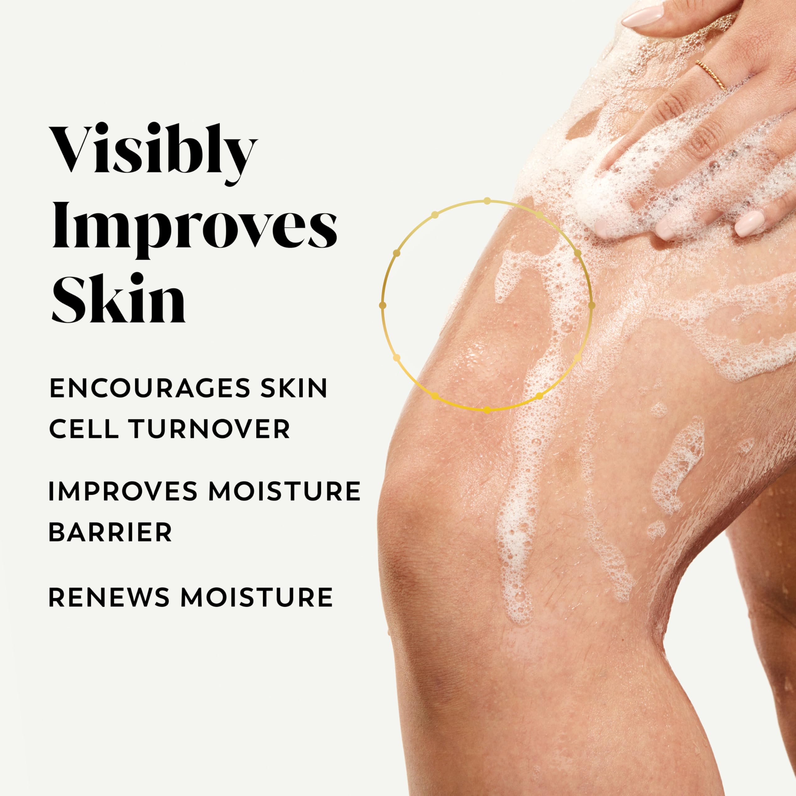 Mousse crèmeuse d'Olay Douche Corps pour une sensation nourrissante.