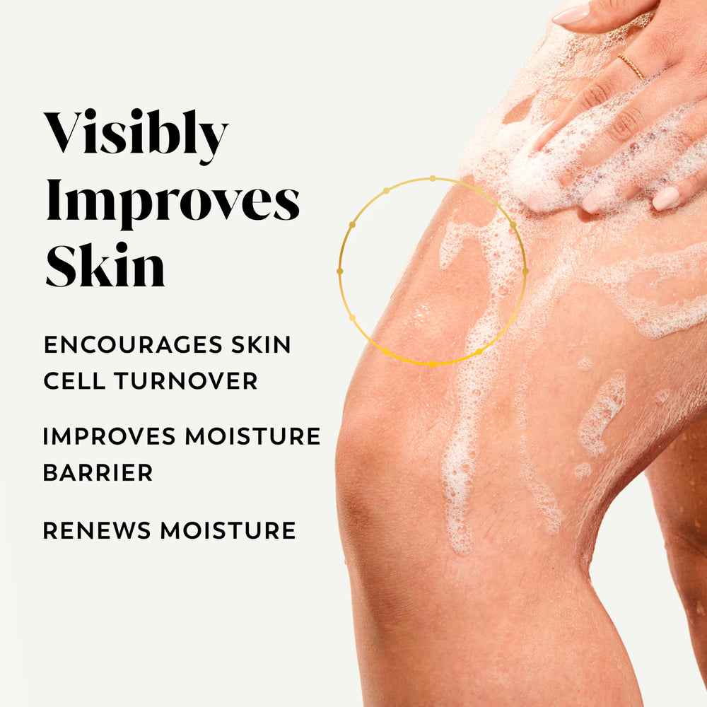 Mousse crèmeuse d'Olay Douche Corps pour une sensation nourrissante.