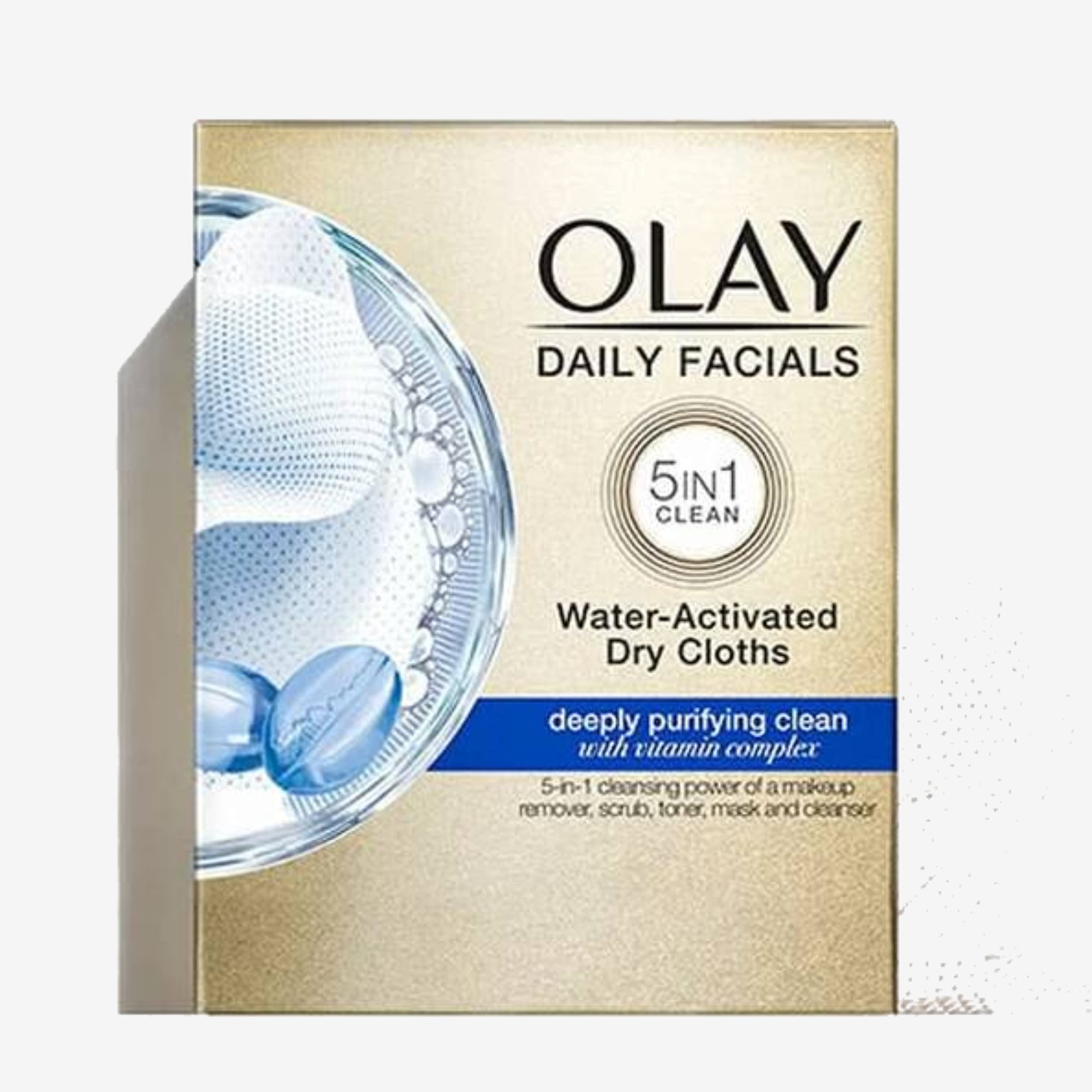 Lingette Olay visage 2-en-1, face texturée exfoliante pour pores nets.
