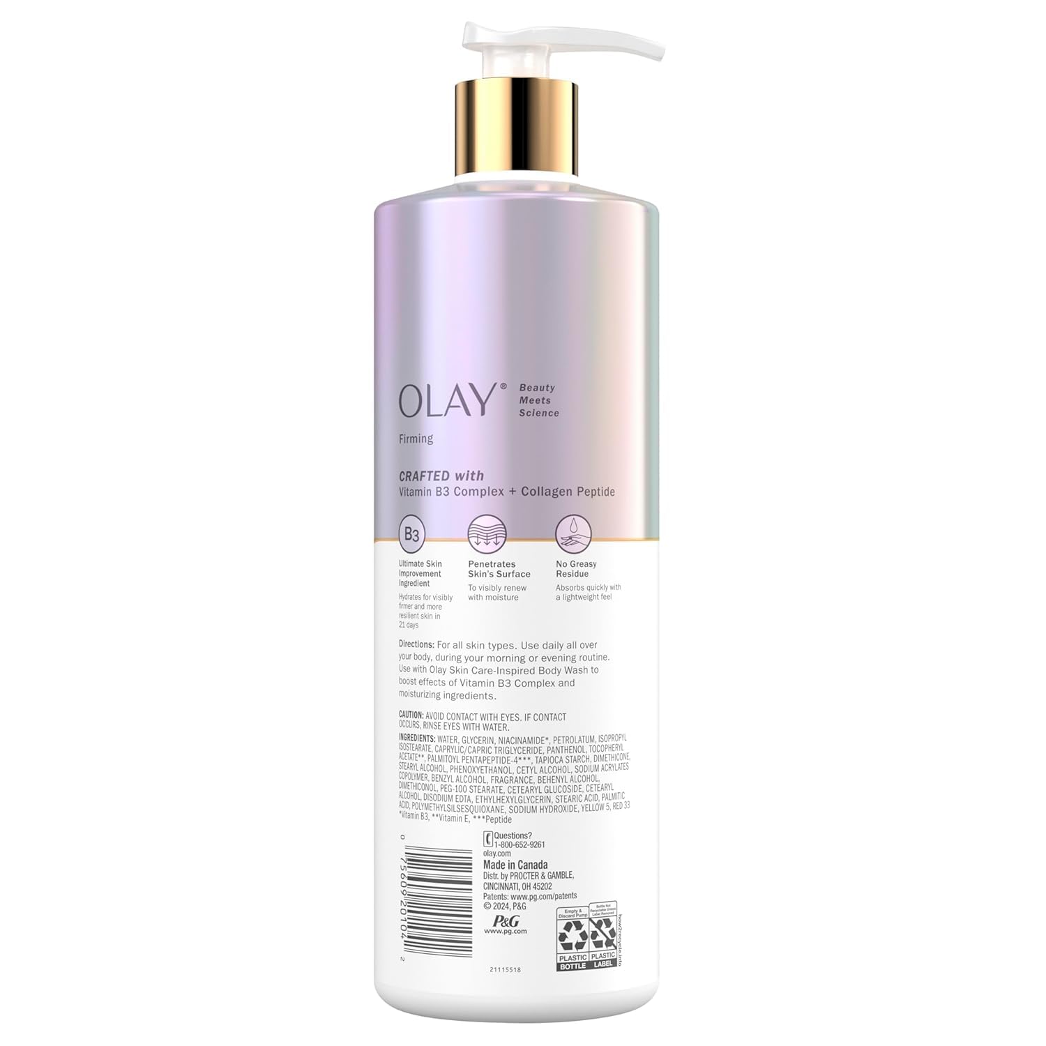 Lotion Olay à absorption rapide, texture légère pour peau non collante