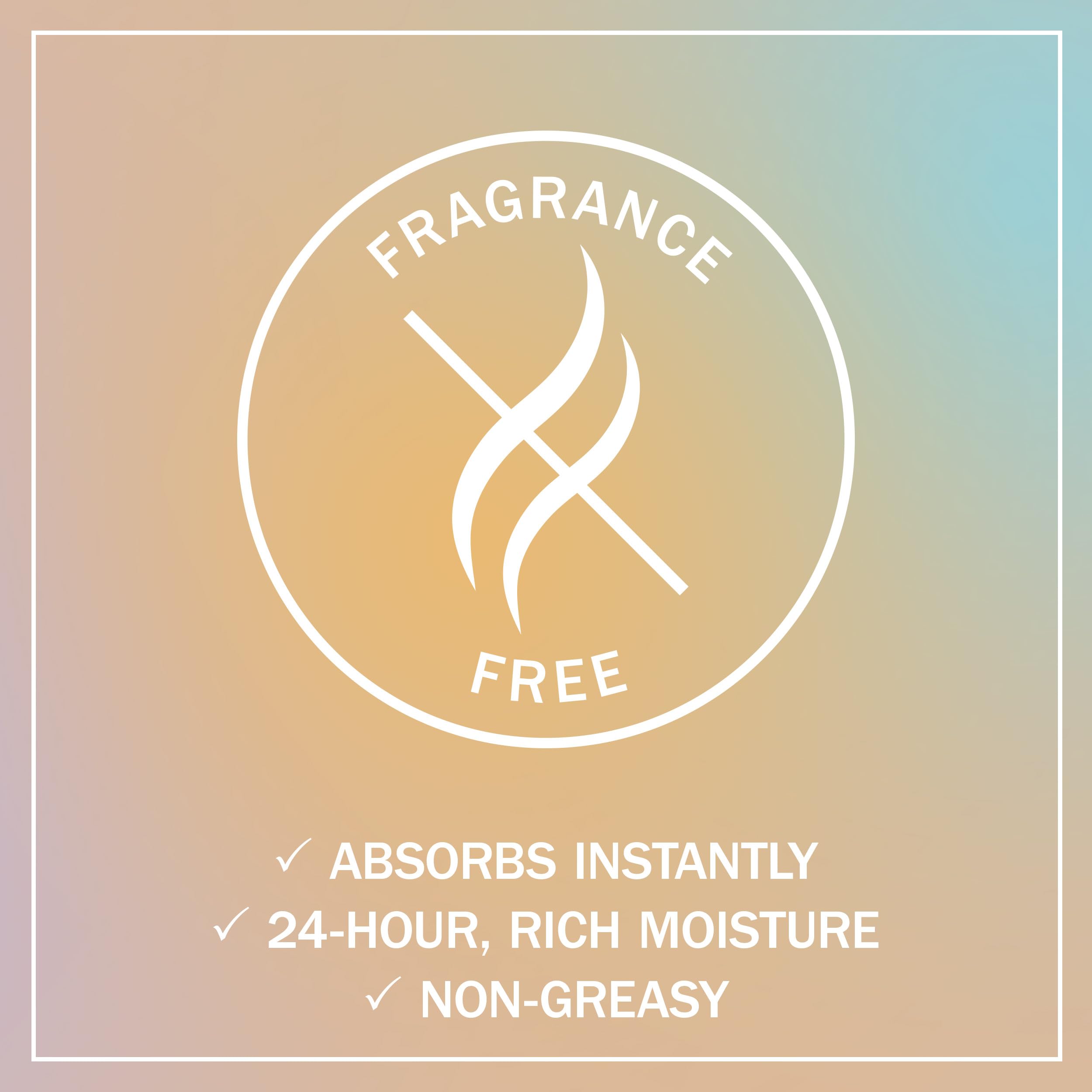 Lotion corporelle Olay, application fluide et absorption instantanée sans gras.