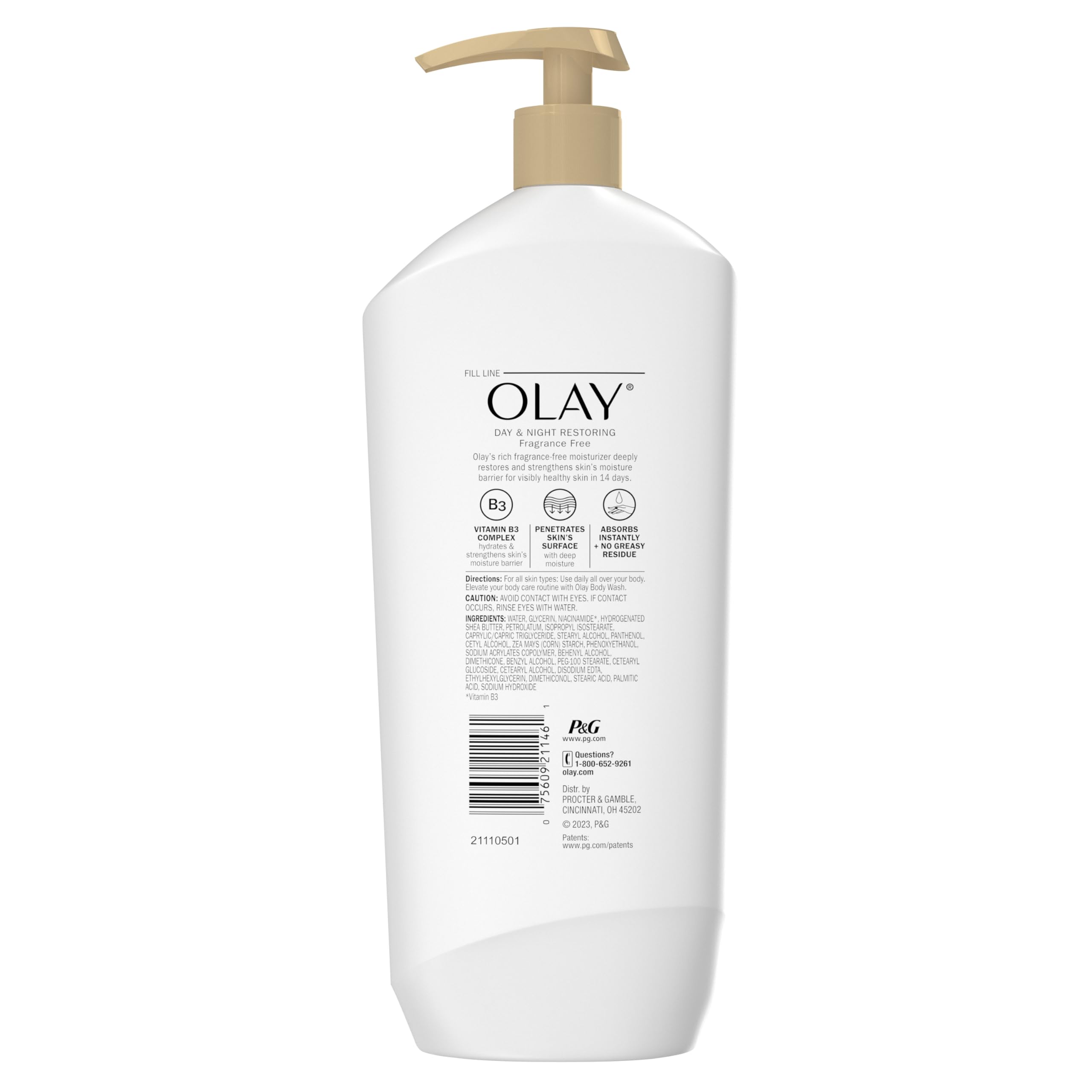 Emballage clair et pratique d’Olay pour la routine quotidienne.