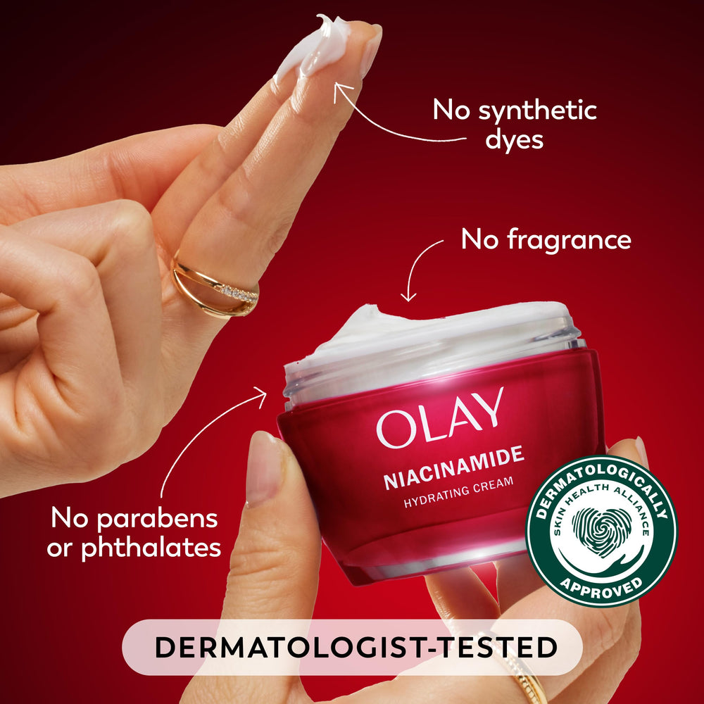 Olay Niacinamide Hydratation 24h — peau hydratée tout au long de la journée.