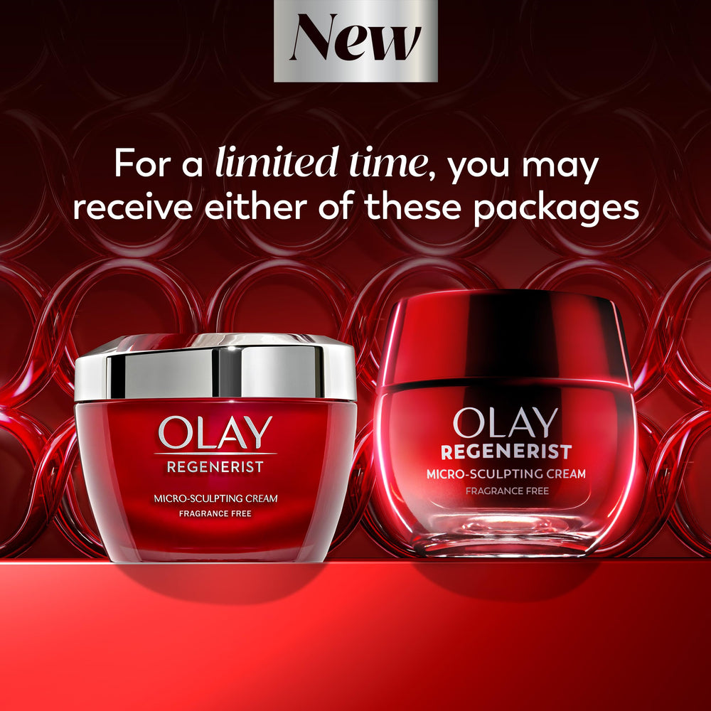 Olay Regenerist Crème Visage, texture luxueuse, soin raffermissant pour peau tendue.
