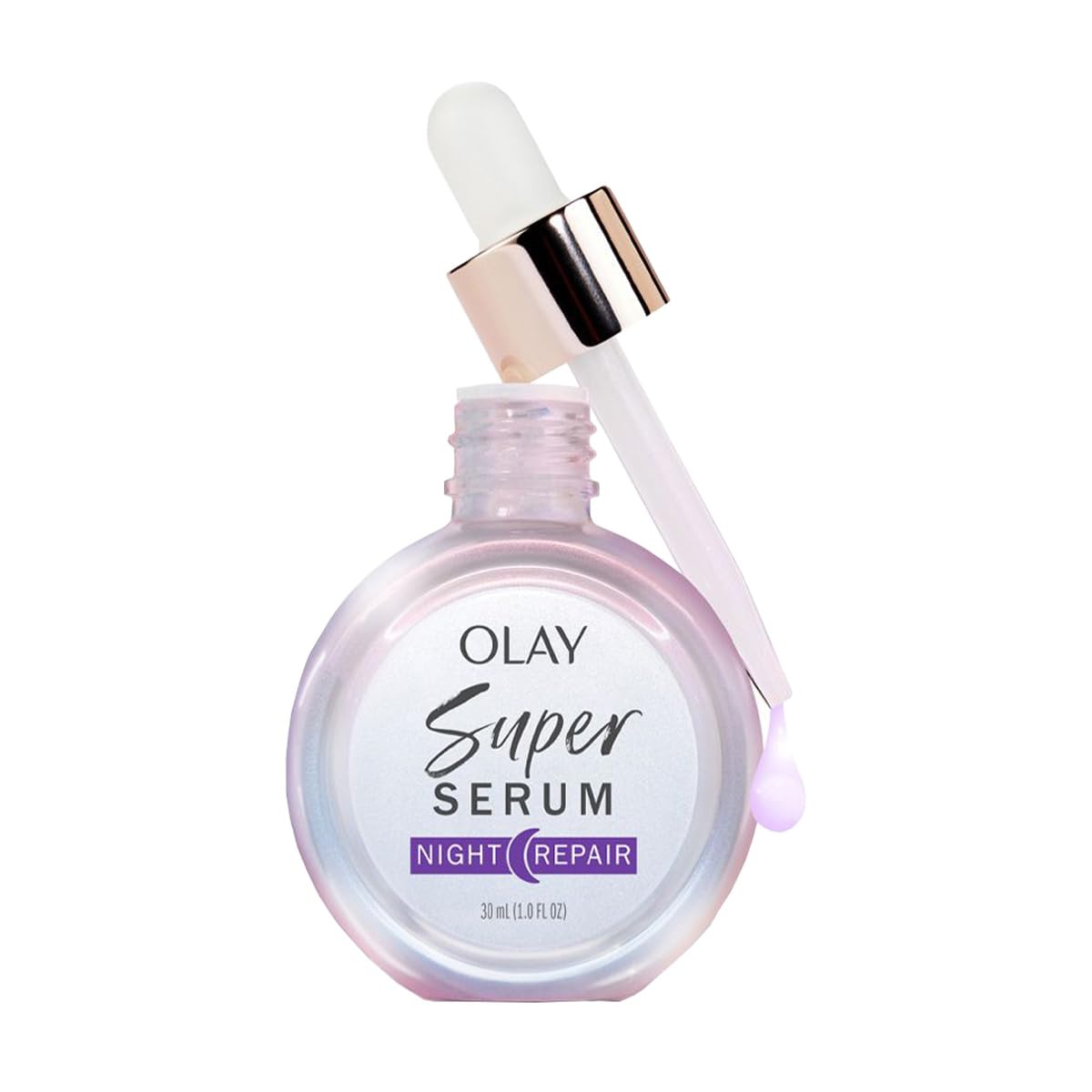 Olay Super Sérum Nuit Réparation, crème sans parfum, hydratation nocturne réconfortante.