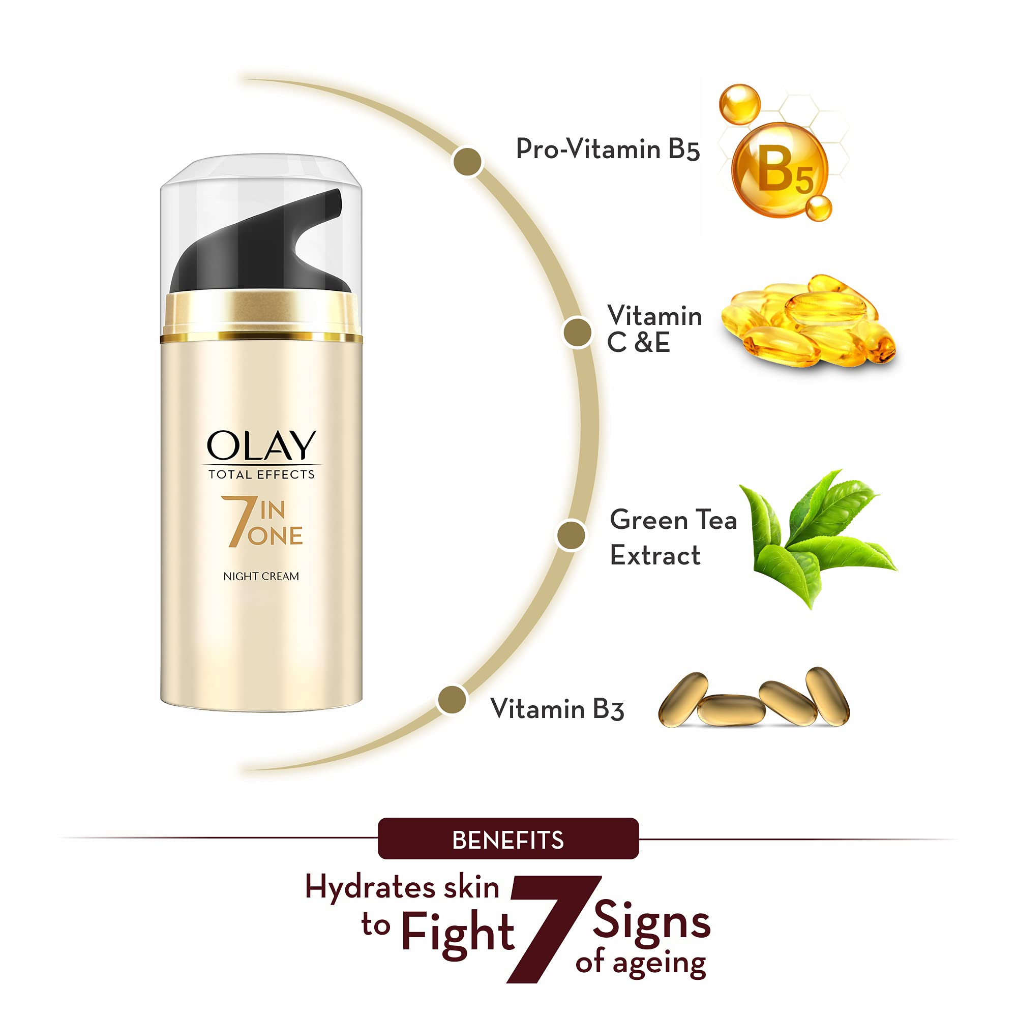 Olay Total Effects crème nuit – application facile pour une routine nocturne efficace.