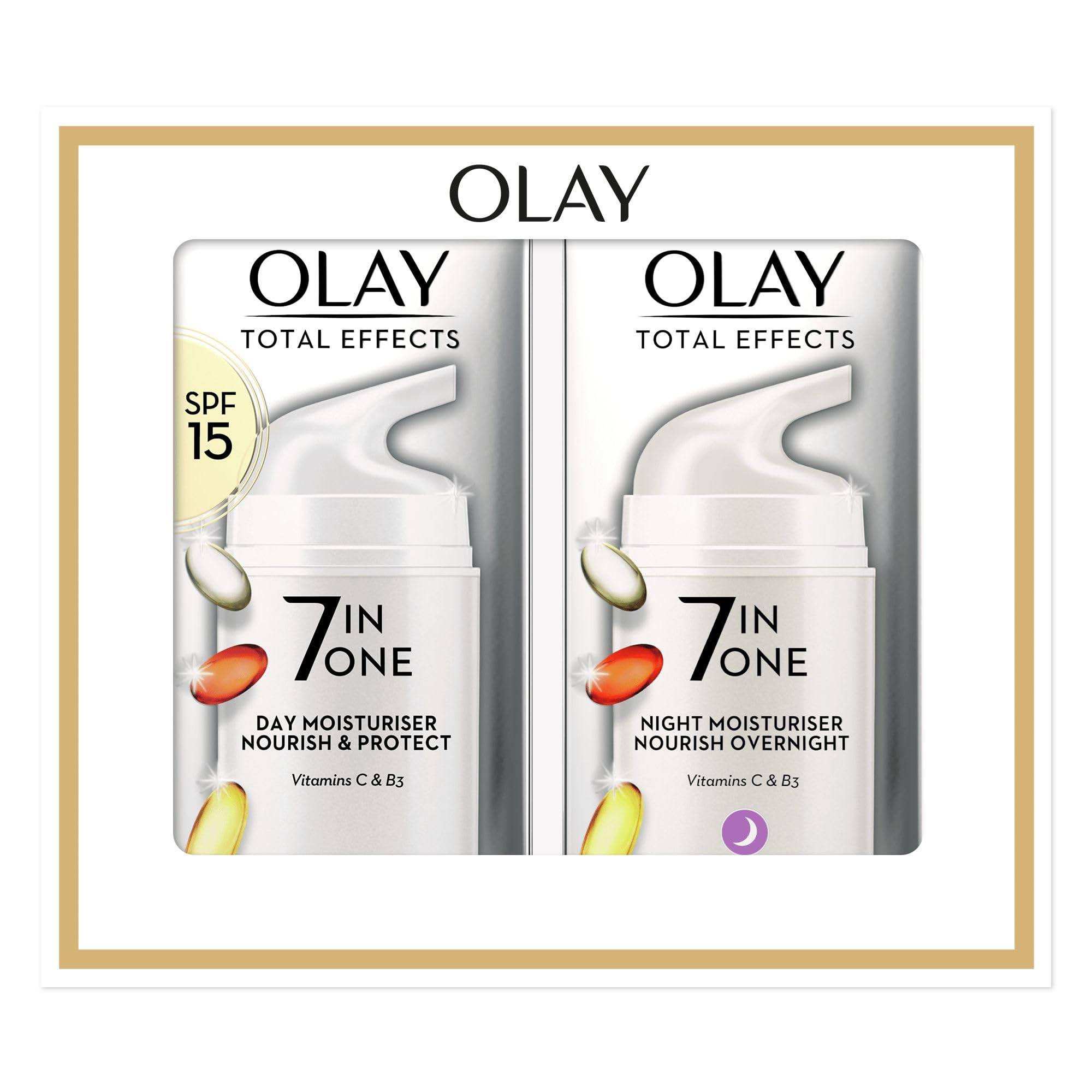Olay Total Effects – crème de jour, flacon, hydratation légère et éclat durable.