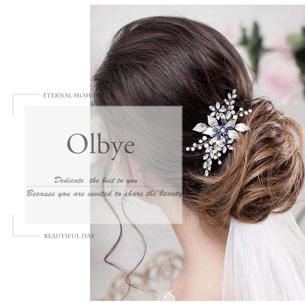 Olbye bijou cheveux mariage bleu strass argent pour demoiselles d'honneur