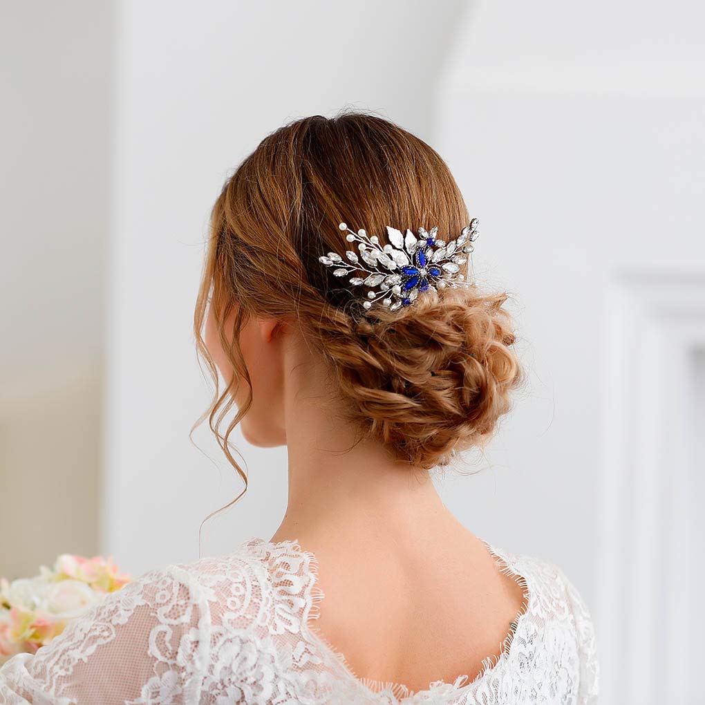 Olbye accessoire coiffure mariage bleu strass argent: brillance élégante