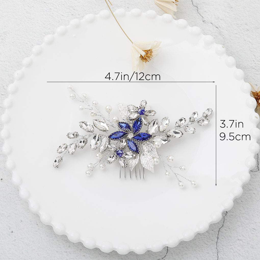 Olbye peigne strass bleu argent: accessoire de coiffure pour cérémonies