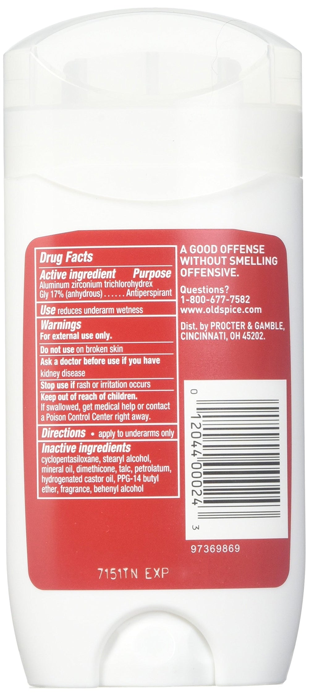 Old Spice antitranspirant baton longue durée 24h, fraîcheur pendant vos activités.