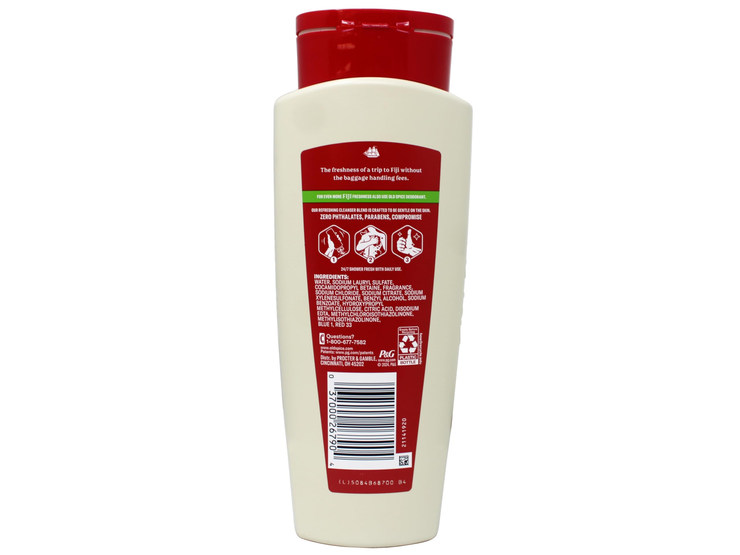 Old Spice arôme naturel frais masculin, expérience douche revitalisante.