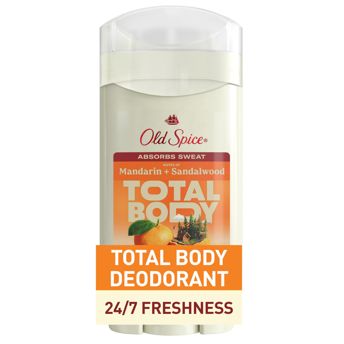 Old Spice baton-deodorant-corps-entier-mandarine-santal : protection durable et parfum frais.
