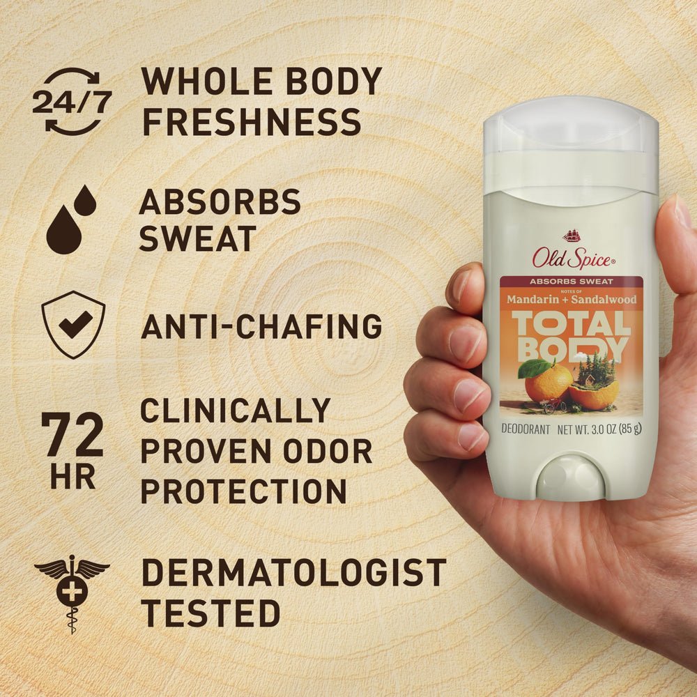 Old Spice baton-deodorant-poitrine-dos : protection efficace pour le torse et le dos.