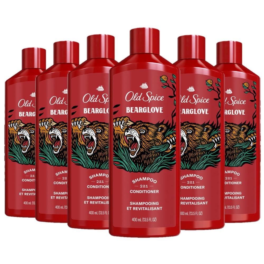 Bearglove Old Spice: bouteille shampooing 2-en-1 prête pour une routine rapide.