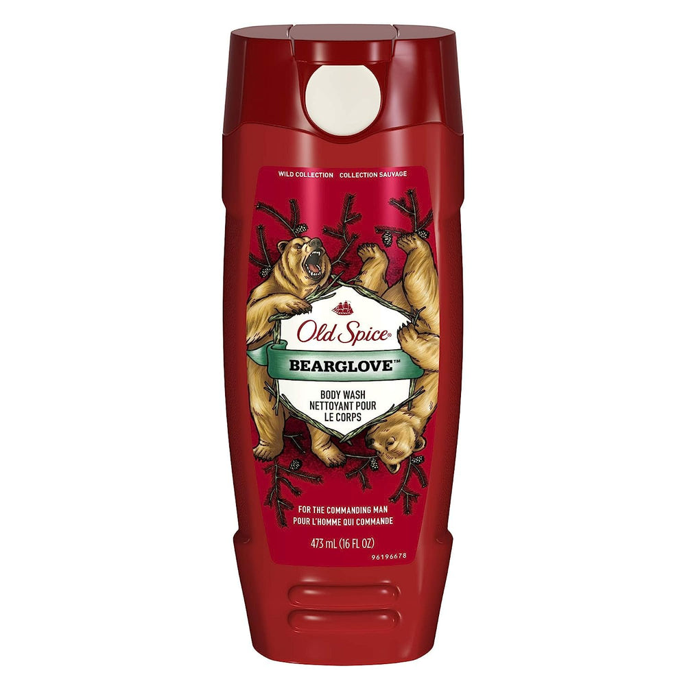 Old Spice Bearglove – étiquette claire et visuelle avec informations produit utiles.