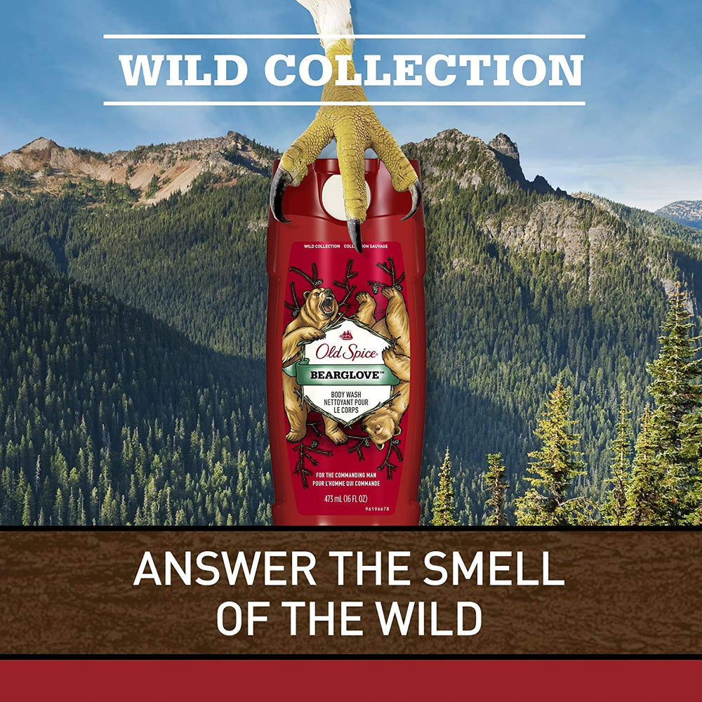 Old Spice Bearglove gel douche – notes pomme, agrumes et épices pour une sensation épicée.