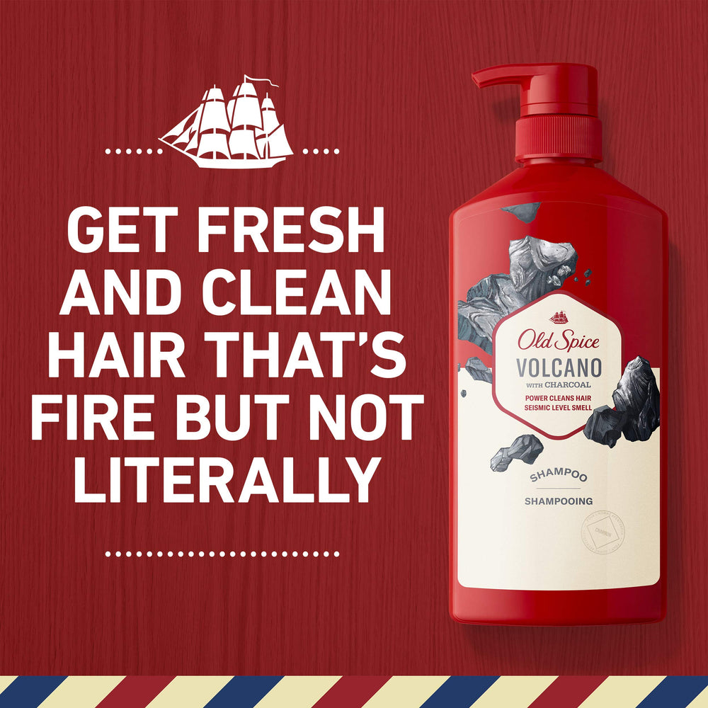 Arôme musclé bois et agrumes, Old Spice Charbon Shampoing pour homme, parfum durable.