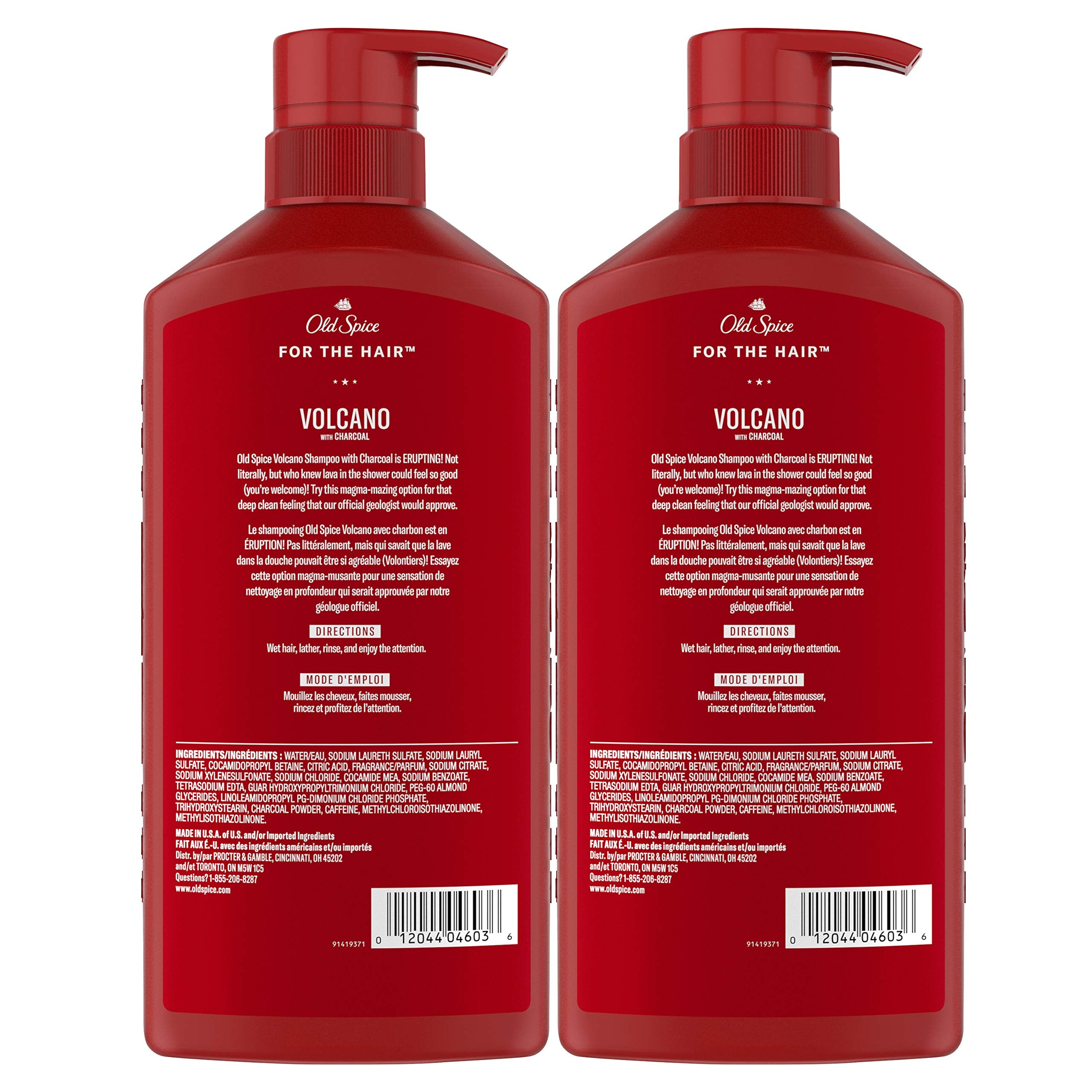 Old Spice Charbon Shampoing pour homme, pack double pratique pour la routine quotidienne.
