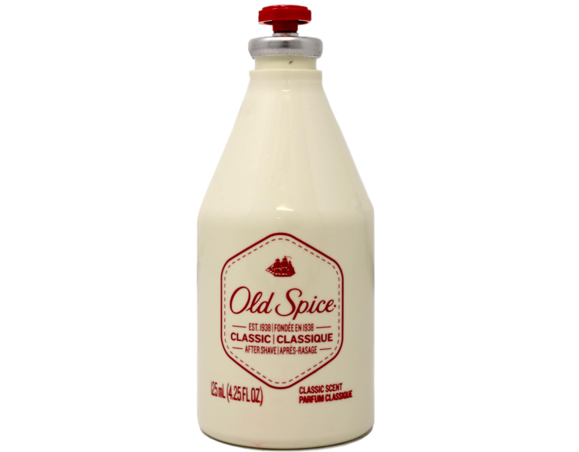 Old Spice Classic après-rasage, bouchon ouvert pour une application directe et contrôlée.