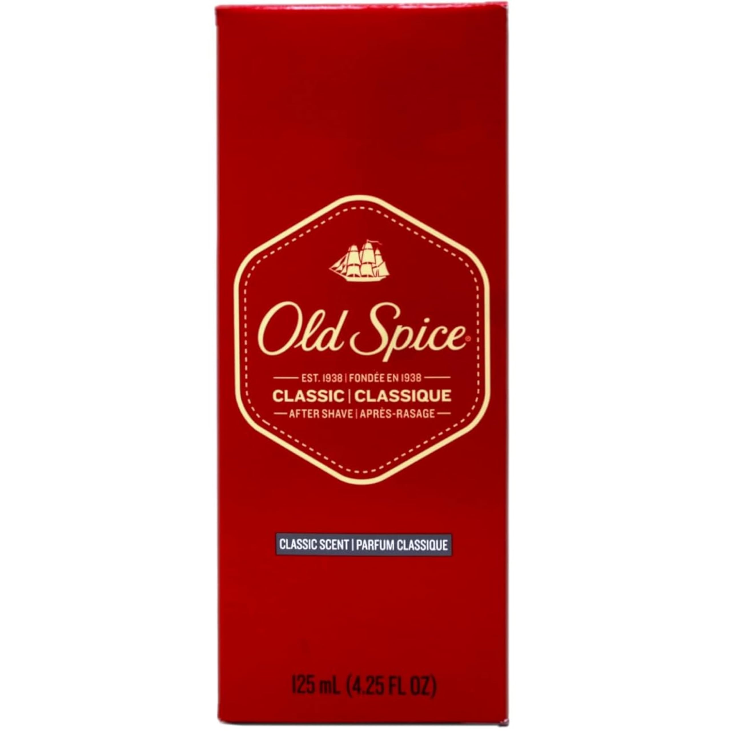 Old Spice Classic après-rasage, flacon élégant, offre une fraîcheur après le rasage.