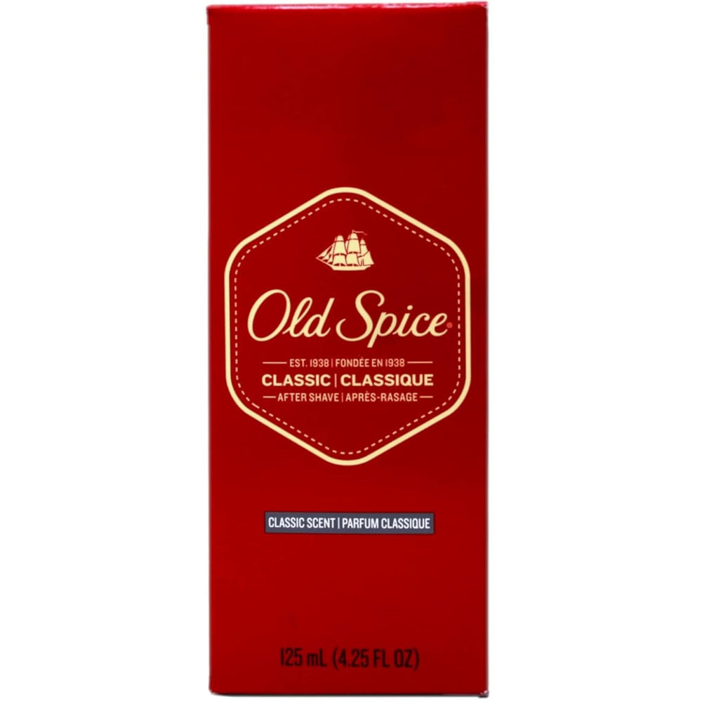 Old Spice Classic après-rasage, flacon élégant, offre une fraîcheur après le rasage.