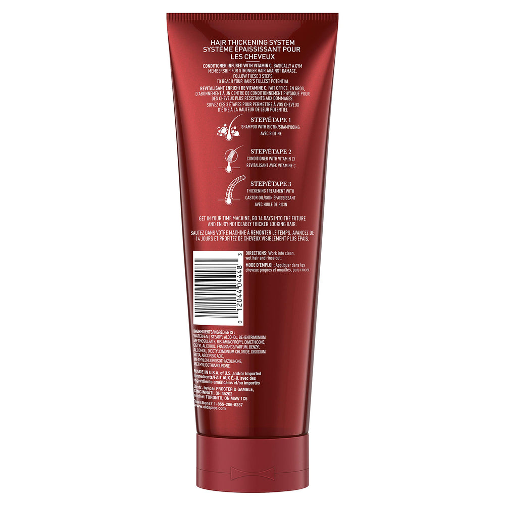 Old Spice vitamine C sur l'etiquette, soutien des fibres capillaires.